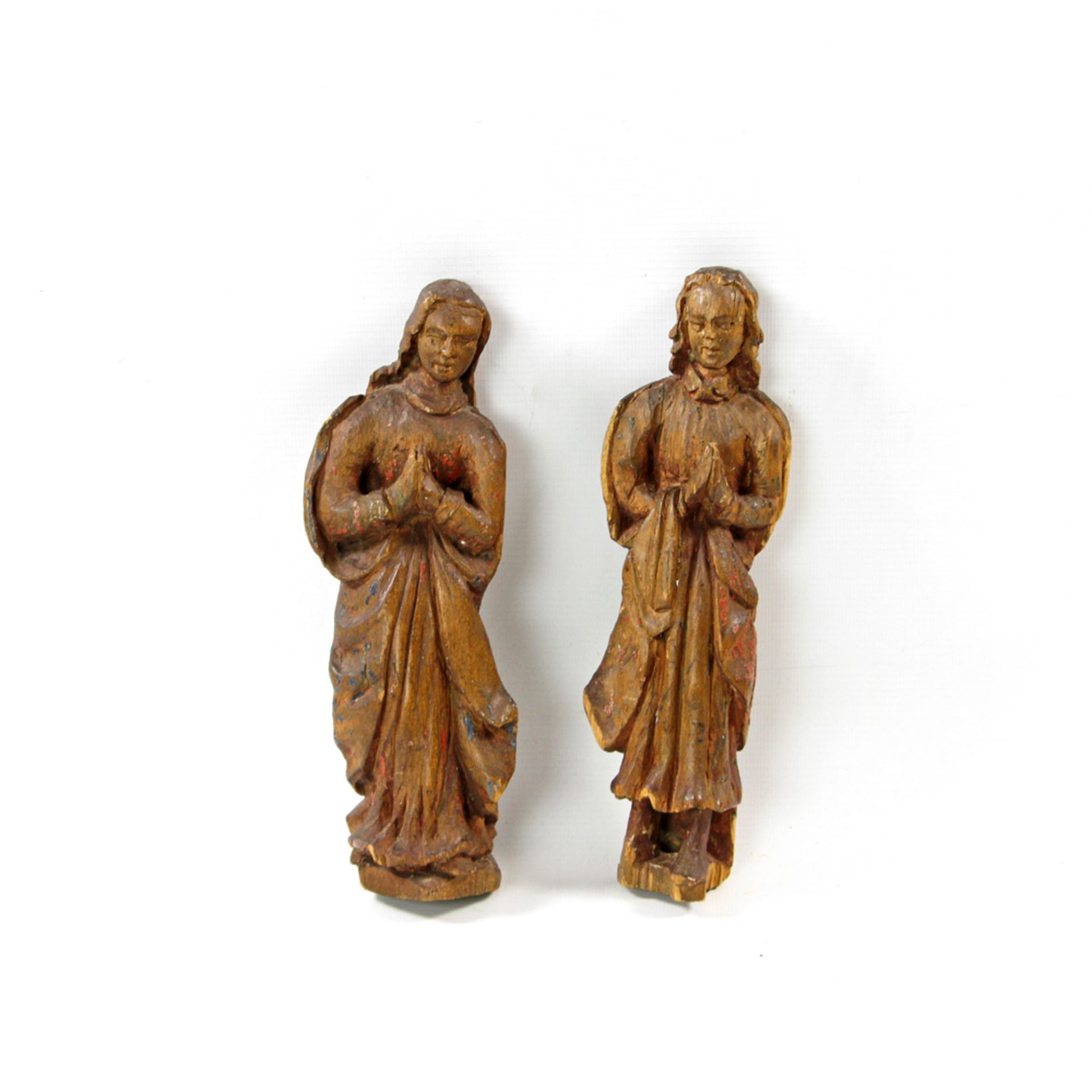 Konvolut: 2 betende Skulpturen, wohl Maria und Johannes von einer Kreuzigungsgruppe, 18./19. Jh.,