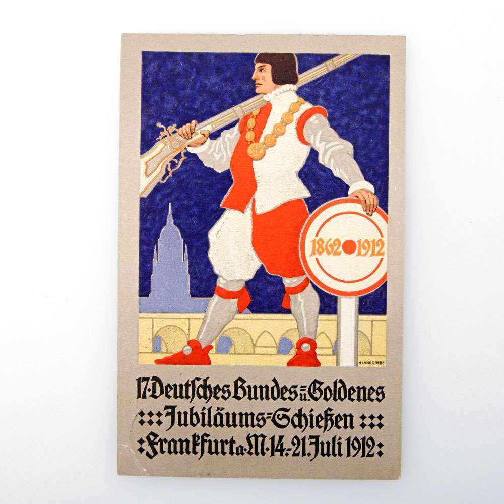 Postkarte - Bundesschießen: 17. Deutsches Bundes- u. Goldenes Jubiläums-Schießen Frankfurt a. M. 14.