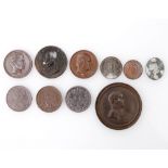 Medaillen - Frankreich, Konvolut: 10 Blei-/Zinnmedaillen und -münzen, s/ss - ss, spätere Abgüsse.
