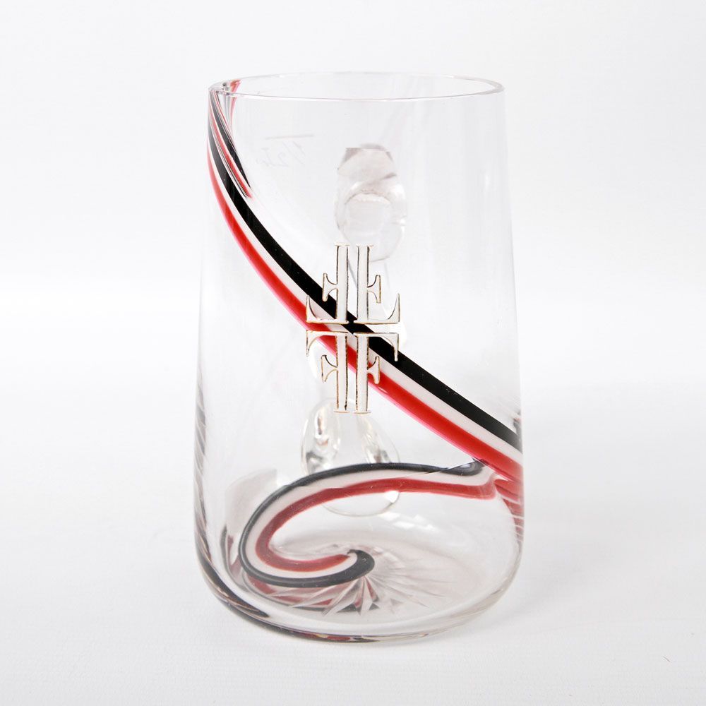 STUDENTIKA, Henkelglas, 1. Hälfte 20. Jhd. 1/2l-Glas, Klarglas mit eingeschmolzenem, spiralig