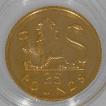 Gibraltar - 25 Pfund 1975. Löwe, 250 Jahre britische Währung in Gibraltar, GOLD, Auflage lediglich