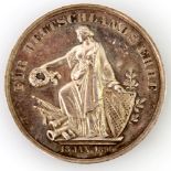 Silbermedaille 1896 der Stadt Baden für die Krieger von 1870/71, ss, PatinaAufrufpreis: 60 EUR