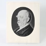 Seidenstickerei-Bild, Motiv Otto v. Bismarck im Halbprofil, ca. 37 x 30 cm, guter
