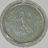 Dt. Reich - 3 RM 1932/A, Goethe, knapp vz. leichte Rf.Aufrufpreis: 60 EUR