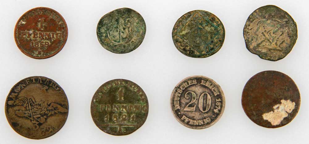 Altdeutsche Kleinmünzen - Konvolut, 8 Stück, z.b. Kölner Pfennig, Heinrich I. von Molenark, 1225,
