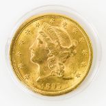 USA - 20 Dollars 1895 o.Mzz., GOLD, 33,51 Gramm, ss+/Rf.Aufrufpreis: 960 EUR