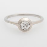 Opening: 370 EUR        Damenring besetzt mit einem Altschliff Diamant, 0,35ct,W/Pi. WG 14K, Gr. ca.