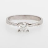 Damenring mit einem Diam.-Brillant ca. 0,38ct, LGWeiss/ VS. WG 18K, W: 54. * Leg. 750/000 * Gew. 2,6