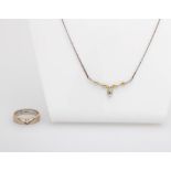 Konvolut: Platinschmuck, 2tlg.: Ein Collier m. einem Diam.-Brillant ca. 0,15ct TW (G)/if (