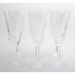 WATERFORD crystal, 6 feine Sektkelche, 20. Jhd. Feines farbloses Kristallglas mit geometr.