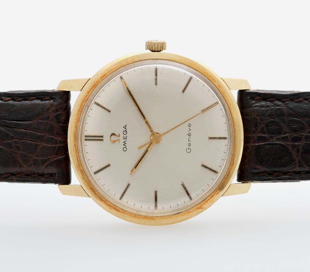 OMEGA Herrenuhr, 1960er Jahre. Gehäuse GG 14K, D: ca. 33mm (ohne Krone). Handaufzugwerk, Cal. 601.