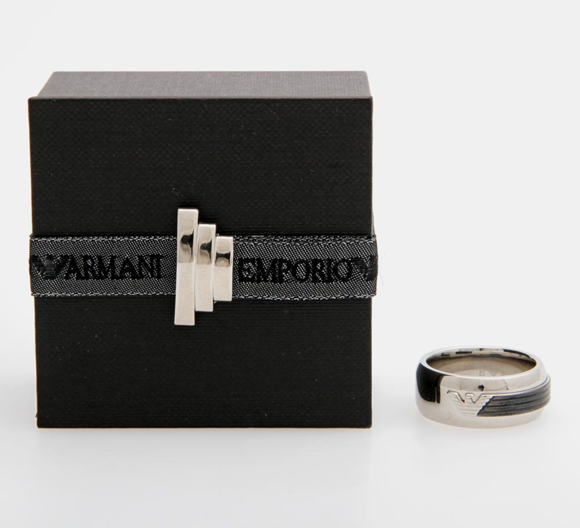 EMPORIO ARMANI moderner Herrenring, Gr. ca. 62. NEUWERTIG!! NP. ca. 100,-?. Edelstahl poliert,