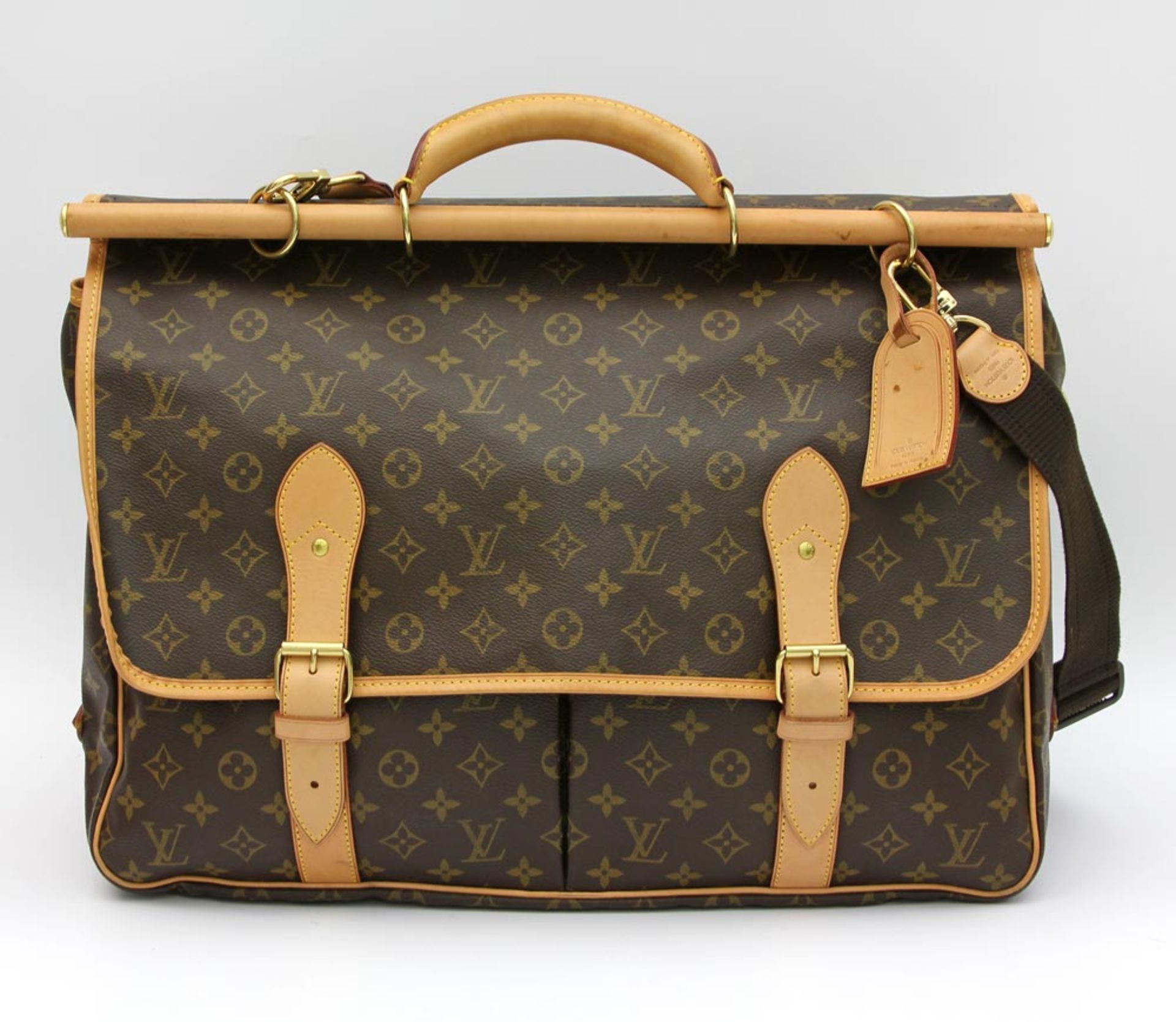 LOUIS VUITTON aparter Weekender "SAC CHASSE", Koll. 2001. Akt. NP. 2.360,-?. Monogram Canvas