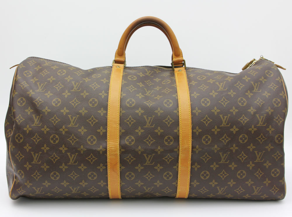 LOUIS VUITTON beliebter Weekender "KEEPALL 60", Akt. NP.: 1.050,-. Monogram Canvas Serie,