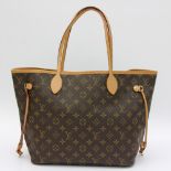 LOUIS VUITTON praktische Shopper Tasche "NEVERFULL MM". Akt. NP. 895,-. Monogram Canvas Serie,