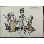 William ""Bill"" Hewison, original cartoon, Gigi, Fortune Theatre Punch 12 May 1976, Lila Kedrova,