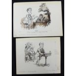 William ""Bill"" Hewison, 6 original cartoons, from his book Types behind the print, publ 1963