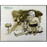 William ""Bill"" Hewison, original cartoon, The overgrown path. Deborah Findlay, Peter Vaughan,