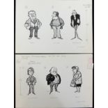 William ""Bill"" Hewison, original cartoon, Education the national debate, 6 figures on two