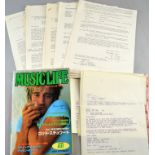 Rod Stewart Memorabilia including a Japanese Magazine & a large quantity of correspondence from Riva