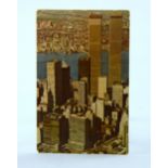 Apple Corps, a postcard of the Twin Towers in New York posted to Roy & Angela, 90 Apple Corps Ltd,