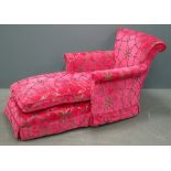 Pink upholstered chaise longue armchair