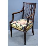 Early 20th century mahogany armchair with padded seat, on square legs