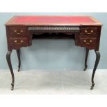 Mahogany red leather inset lady's writing desk