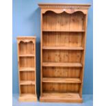 Pine bookcase and one other smaller bookcase