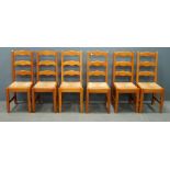 Set of six beech ladderback chairs with drop in seats