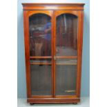 Victorian mahogany two glazed door bookcase 190cm x 107cm x 28cm, four shelves included all