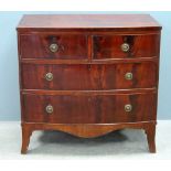 19th century mahogany chest of two short over two long drawers to bracket feet