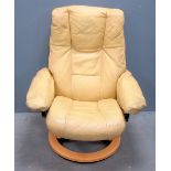 Cream leather upholstered swivel chair