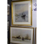 Three prints of sailing ships