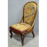 Victorian mahogany and upholstered chair on front turned legs