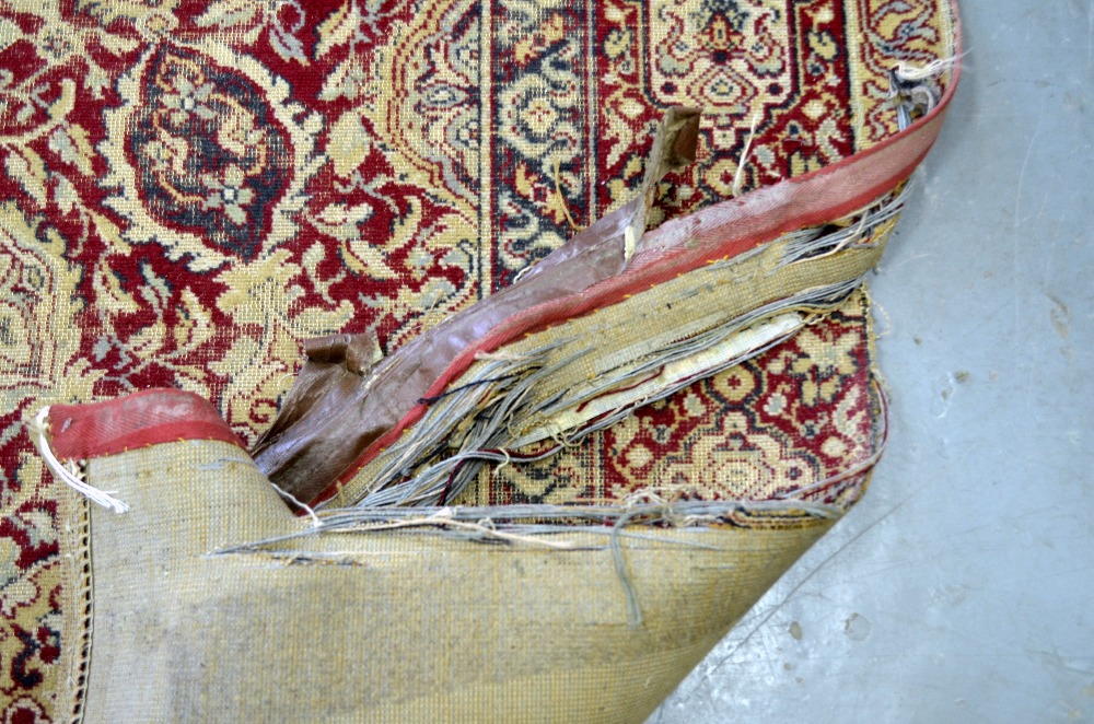 Large Persian red ground carpet with central shaped medallion and floral motifs, with multiple - Image 6 of 9