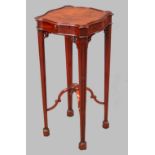 19th century style mahogany urn stand on square tapering legs to spade feet united by X Stretcher by