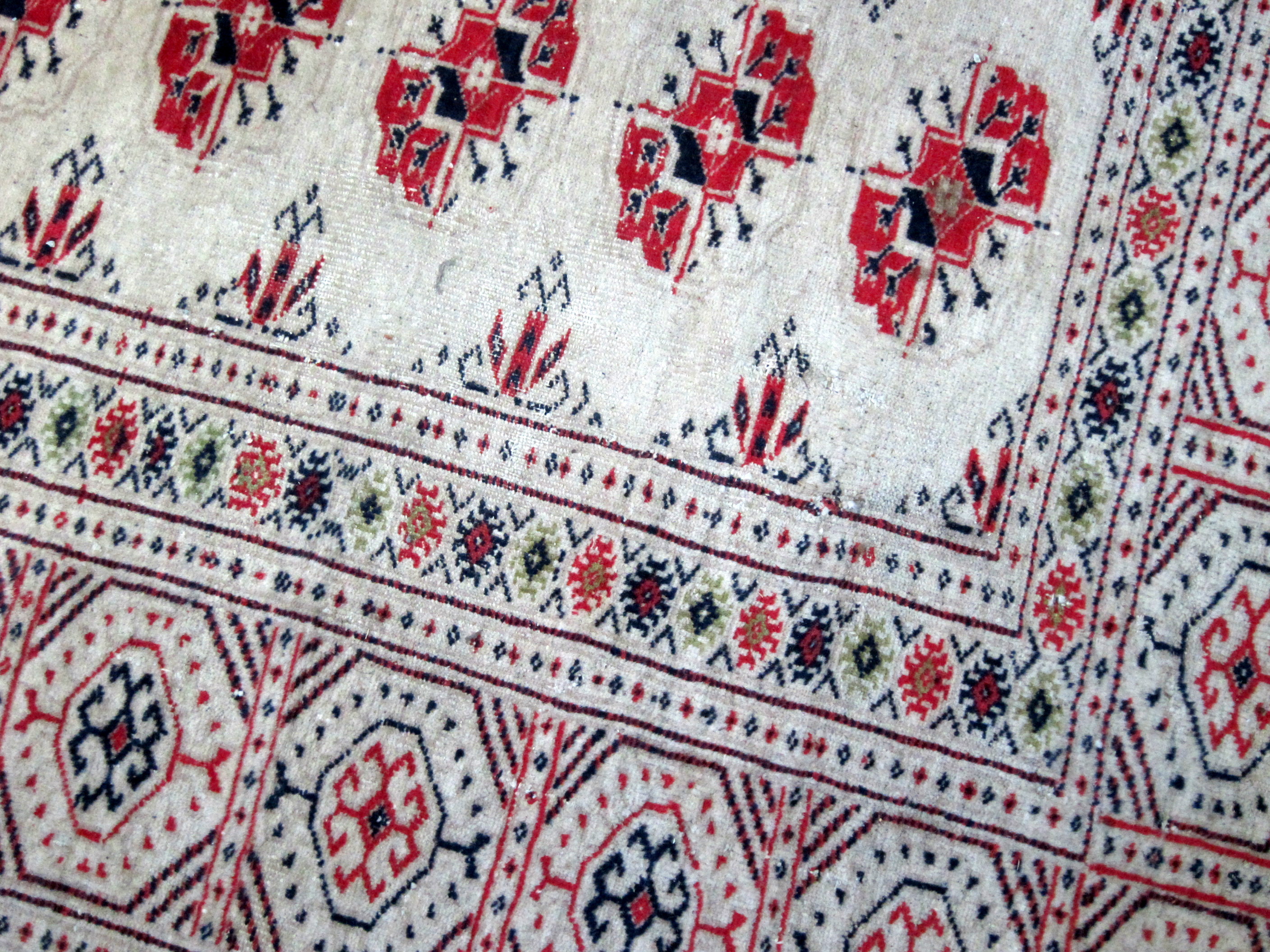 Afghan cream ground rug with repeating medallions and a Persian cream ground rug with central shaped - Image 2 of 7