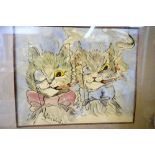 Copy of a Louis Wain watercolour of two cats