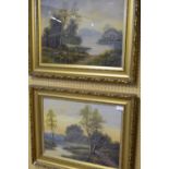 T Wood pair of landscape oils with sheep signed