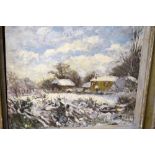 Cyppo Bridge 'Snowscape' oil on board, signed and dated '81,  in wooden frame