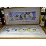 Two Jean Olivier Heron coloured prints, 'Comment naissent les bateau', framed