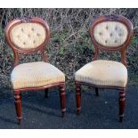 Set of six 19th century mahogany and upholstered balloon back dining chairs on turned legs