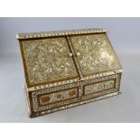 Mother-of-pearl inlaid stationery box, Drawer left hand side - two 2.5mm square pieces out, Right