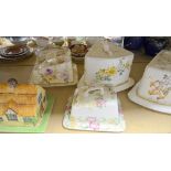 Four Victorian porcelain cheese dishes and various other items