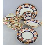 19th Century ironstone Ashworth pottery part dinner service in the Imari palette Soup Bowls -