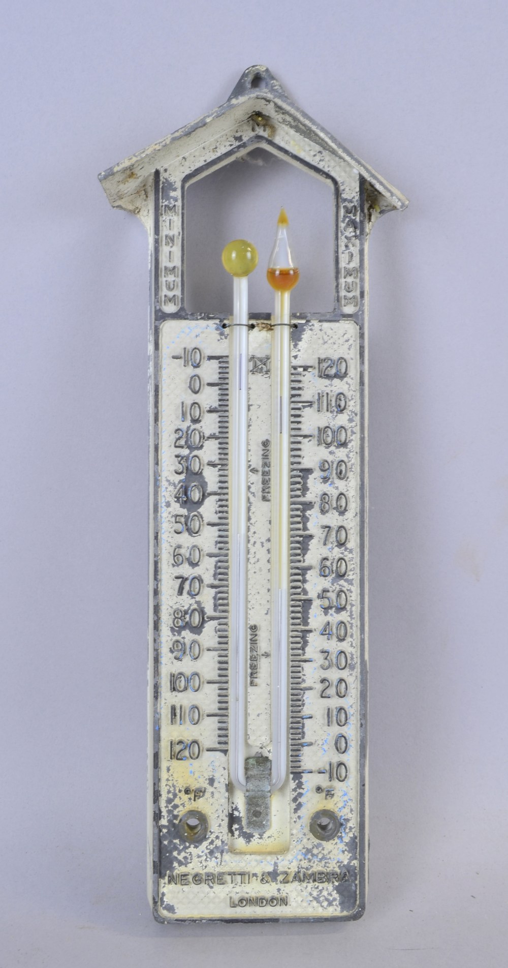 Negretti and Zambra barometer in aluminum frame for a greenhouse