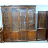 Mahogany reproduction bookcase and a mahogany corner cupboard 215cm x 206cm x 40cm