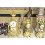 NOTE DECANTER WITHDRAWN FROM THIS LOT 20th Century clock garniture and a resin sculpture and other