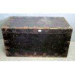 Wooden trunk with metal mounts and lead lined interior